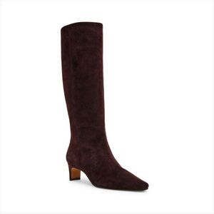 Steve Madden Dagne Tall Brown Suede Heeled Boots with Block Heel